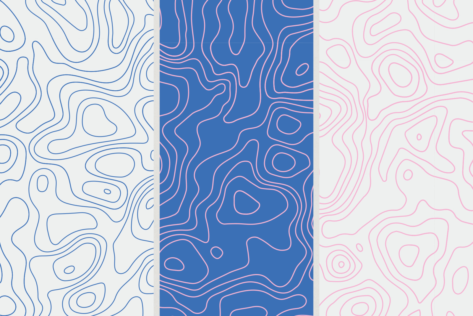 9 Topographic Maps Seamless Patterns