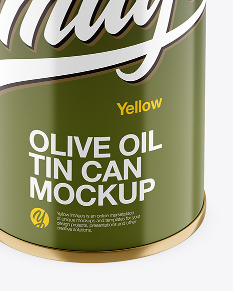 250ml Glossy Olive Oil Tin Can Mockup