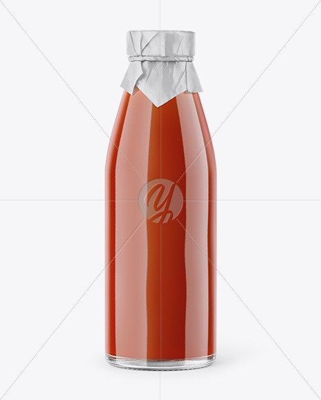 Clear Glass Bottle With Tomato Juice Mockup