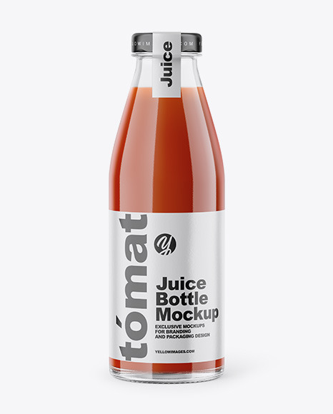 Clear Glass Bottle With Tomato Juice Mockup