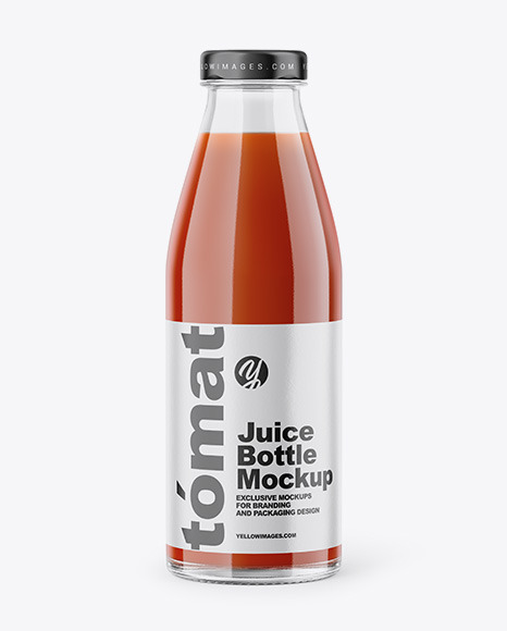 Clear Glass Bottle With Tomato Juice Mockup