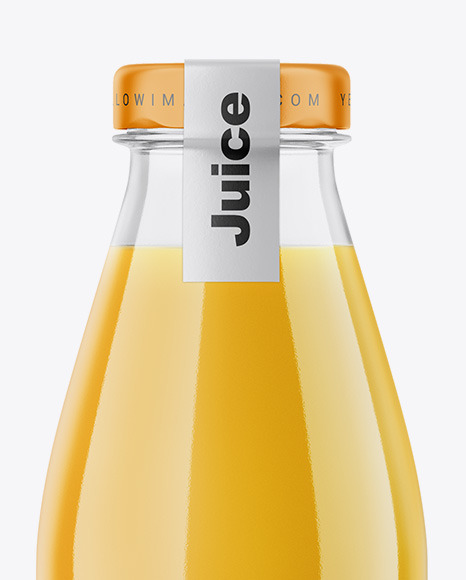 Clear Glass Bottle With Orange Juice Mockup