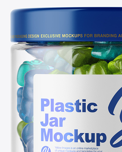 Plastic Jar with Gummies Mockup