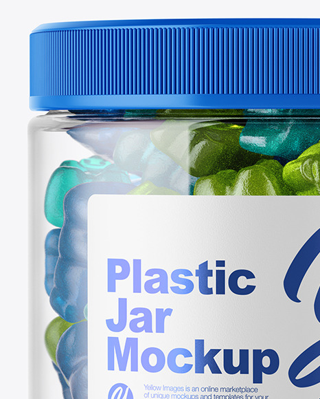 Plastic Jar with Gummies Mockup