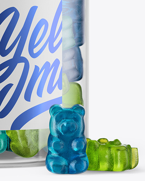 Plastic Jar with Gummies Mockup