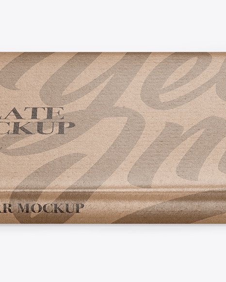 Kraft Glossy Chocolate Bar Mockup - Front View (High Angle Shot)