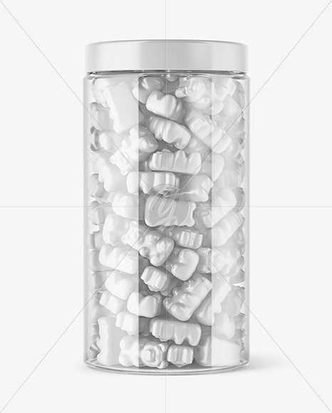 Plastic Jar with Gummies Mockup