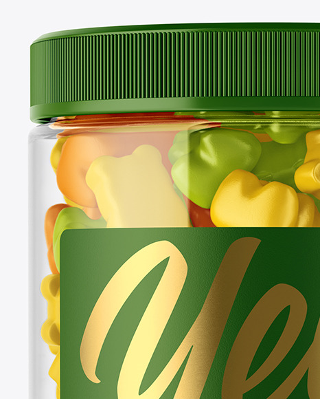 Plastic Jar with Gummies Mockup