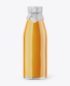 Clear Glass Bottle With Carrot Juice Mockup