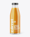 Clear Glass Bottle With Carrot Juice Mockup