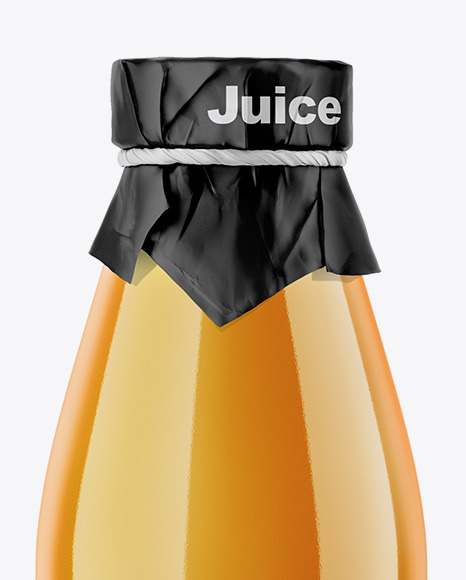 Clear Glass Bottle With Carrot Juice Mockup