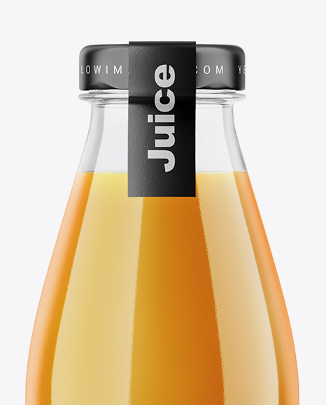 Clear Glass Bottle With Carrot Juice Mockup