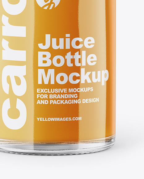 Clear Glass Bottle With Carrot Juice Mockup