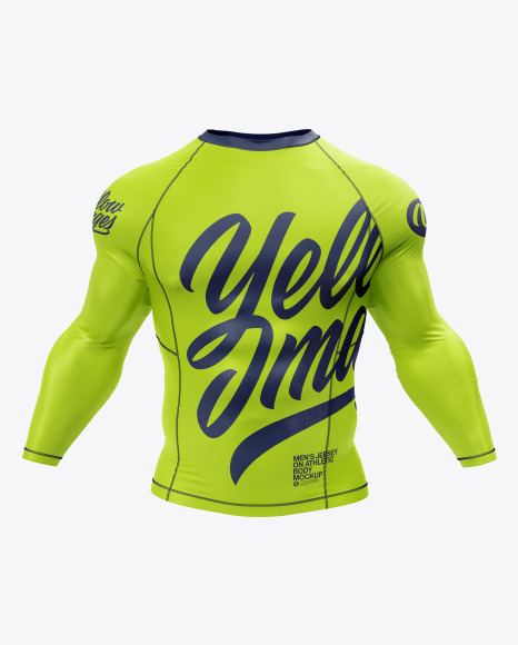 Men's Long Sleeve Jersey on Athletic Body Mockup