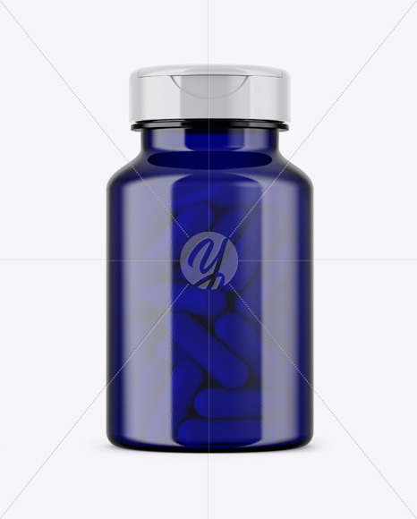 Blue Pills Bottle Mockup