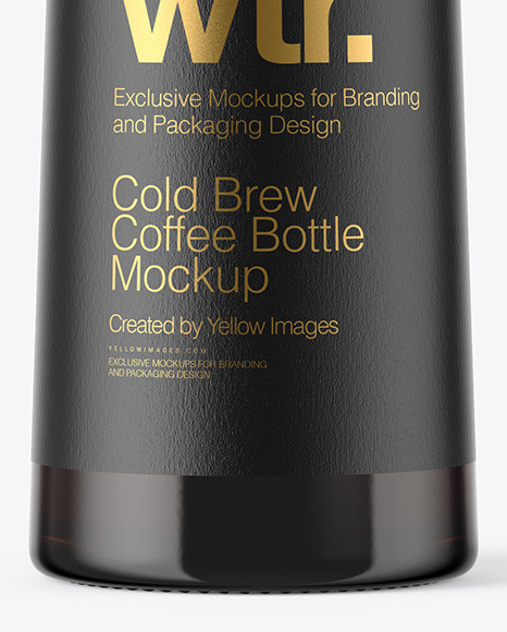 Amber Glass Bottle With Cold Brew Coffee Mockup