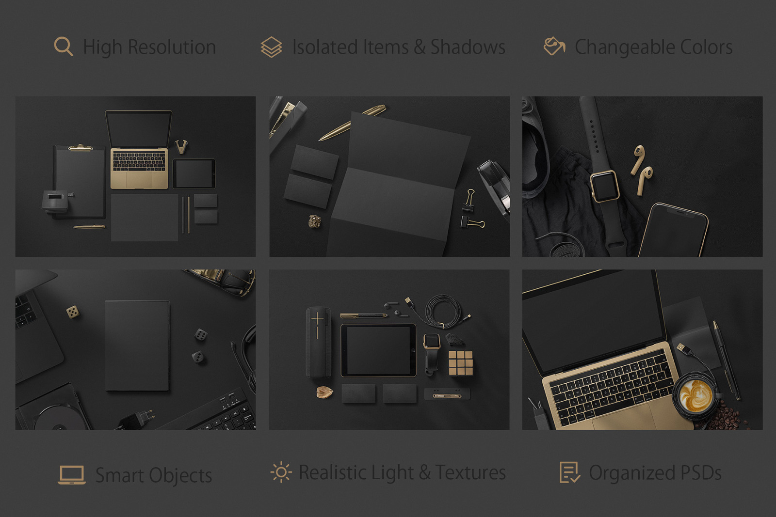 Black Branding Mockups Vol.1 Black Branding Mockups Vol.1