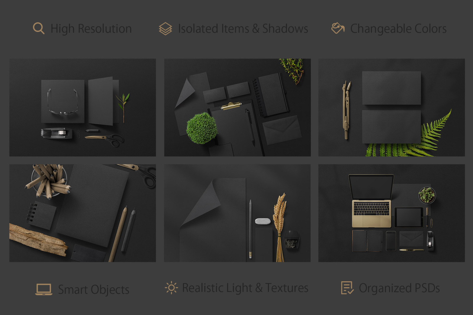 Black Branding Mockups Vol.2 Black Branding Mockups Vol.2