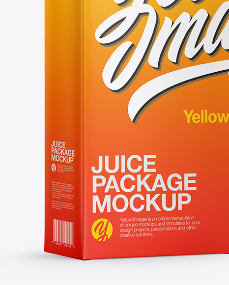 Juice Carton Package Mockup - Half Side View