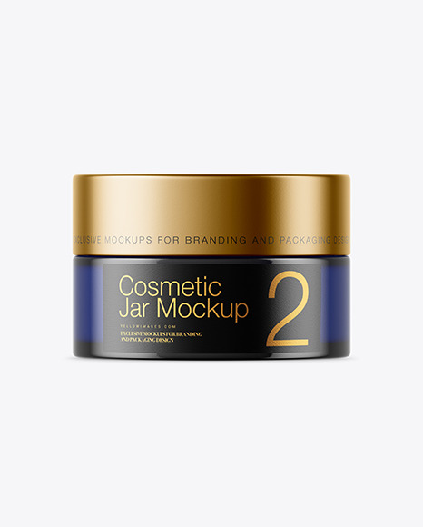 Dark Blue Glass Cosmetic Jar Mockup