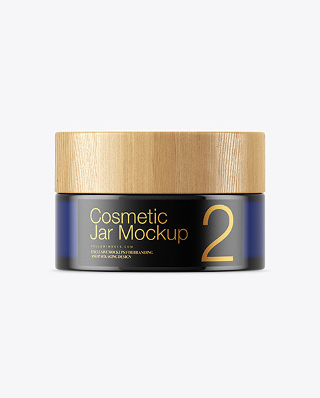 Dark Blue Glass Cosmetic Jar Mockup