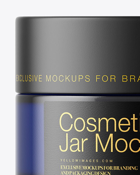 Dark Blue Glass Cosmetic Jar Mockup