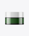 Dark Green Glass Cosmetic Jar Mockup