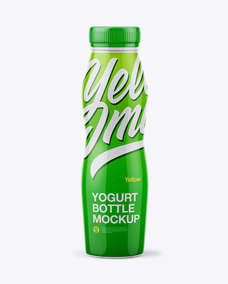 Glossy Plastic Bottle Mockup - Front View - 3+Yogurt+Bottle+Mockups+Psd