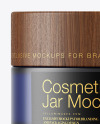 Dark Frosted Blue Glass Cosmetic Jar Mockup