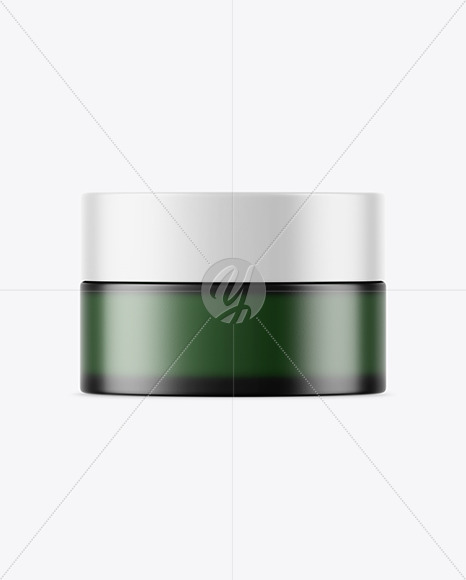 Dark Frosted Green Glass Cosmetic Jar Mockup