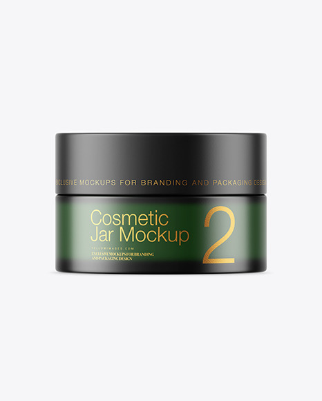 Dark Frosted Green Glass Cosmetic Jar Mockup