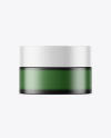 Frosted Green Glass Cosmetic Jar Mockup