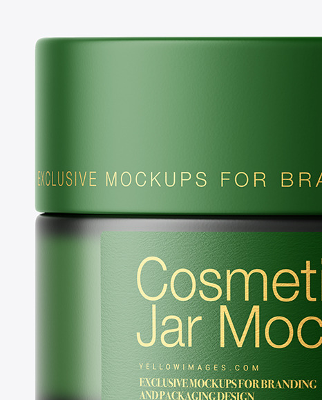 Frosted Green Glass Cosmetic Jar Mockup