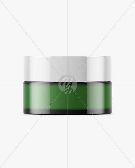 Green Glass Cosmetic Jar Mockup