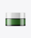 Green Glass Cosmetic Jar Mockup