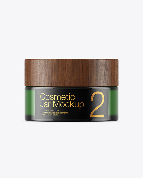 Green Glass Cosmetic Jar Mockup