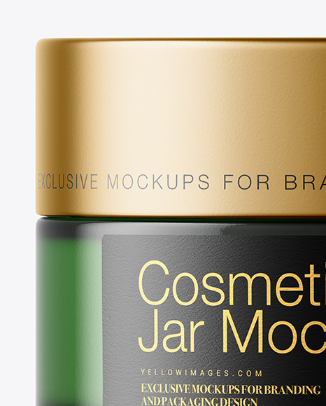 Green Glass Cosmetic Jar Mockup