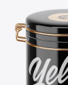 Glossy Ceramic Jar With Locking Lid Mockup (high-angle shot)