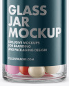 Glass Jar with Pills Mockup