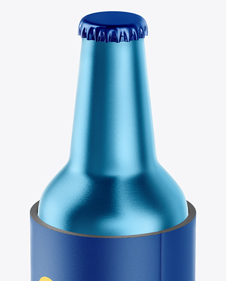 Metallic Drink Bottle w/ Holder Mockup