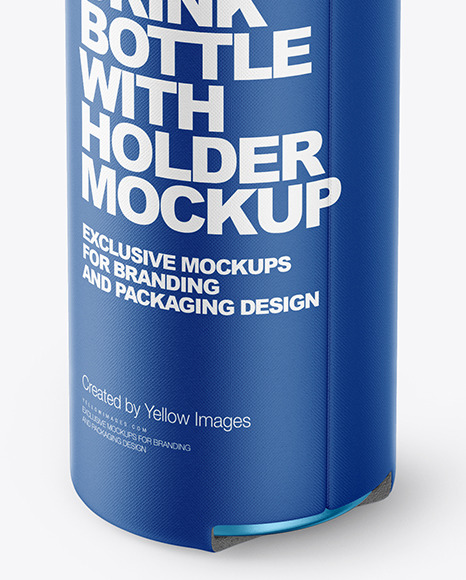 Metallic Drink Bottle w/ Holder Mockup