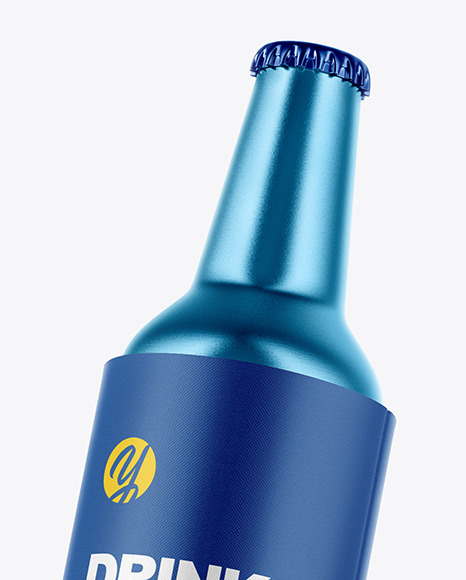 Metallic Drink Bottle w/ Holder Mockup