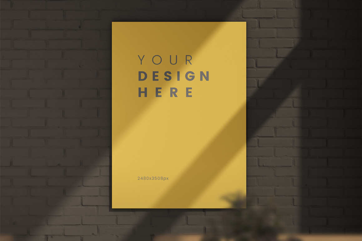 Poster on the wall / PSD mockup Poster on the wall / PSD mockup