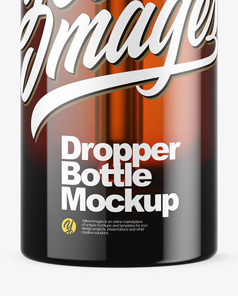 Amber Glass Dropper Bottle Mockup