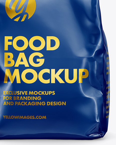 Glossy Food Bag Mockup - Front View