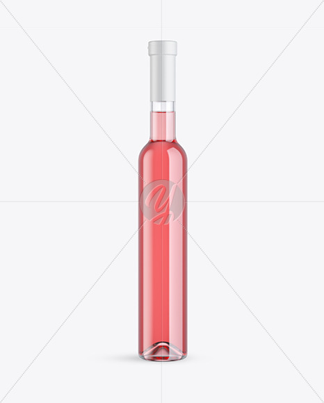 Clear Glass Bottle with Pink Wine Mockup