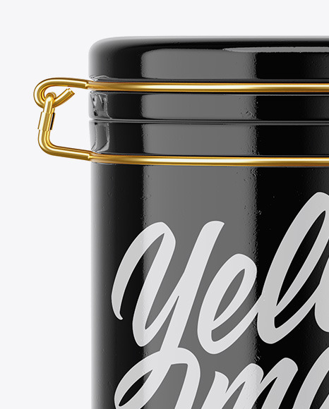 Glossy Ceramic Jar With Locking Lid Mockup