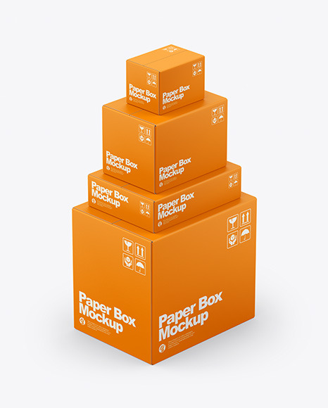 Four Paper Boxes Mockup