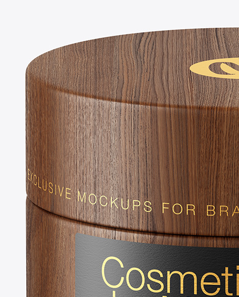 Wooden Cosmetic Jar Mockup