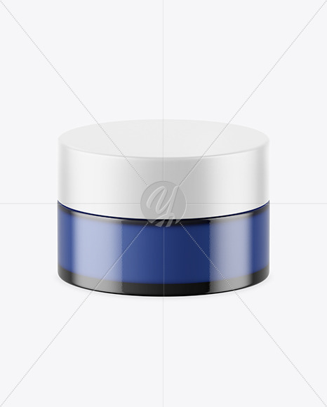 Blue Glass Cosmetic Jar Mockup